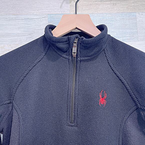 SPYDER 1/4 Zip Performance Fleece Pullover Black Winter Snow Ski Boys Medium - Picture 2 of 6